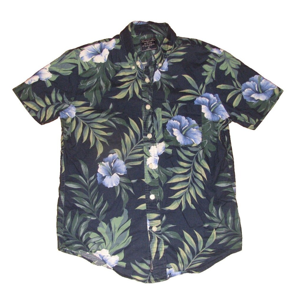 Abercrombie & Fitch Blue Green Hawaiian Style Button Down Men's Size XS